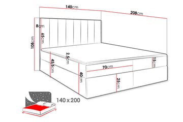 Kontinentalseng Vidin 140x200 cm Medium - Fløyel/Mørkegrønn - Møbler - Senger - Kontinentalsenger