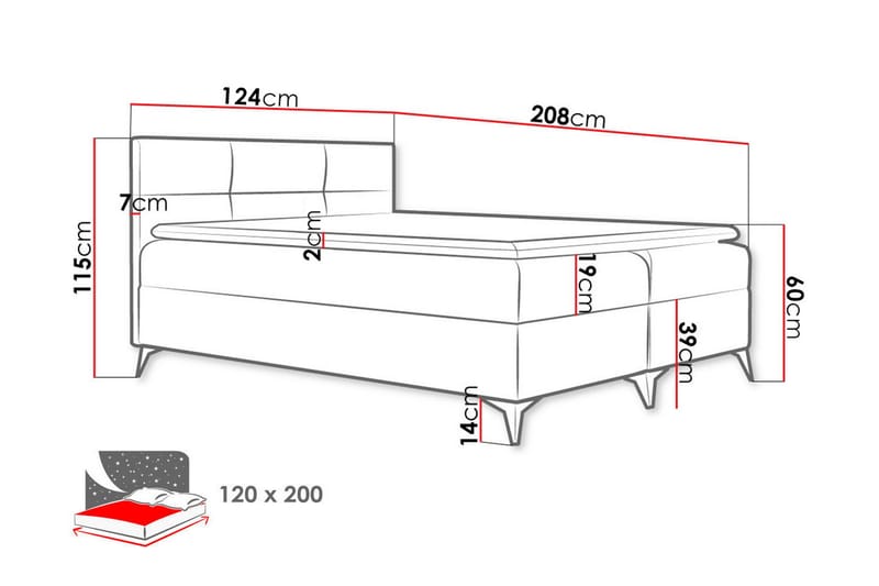 Leckersbo Sengpakke Kontinentalseng 120x200 cm - Svart - Møbler - Senger - Kontinentalsenger