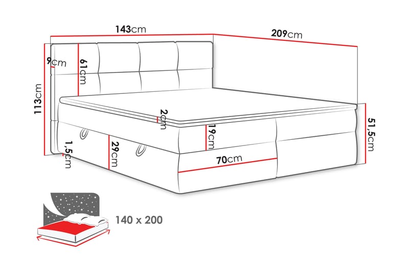 Leckersbo Sengpakke Kontinentalseng 140x200 cm - Beige - Møbler - Senger - Kontinentalsenger