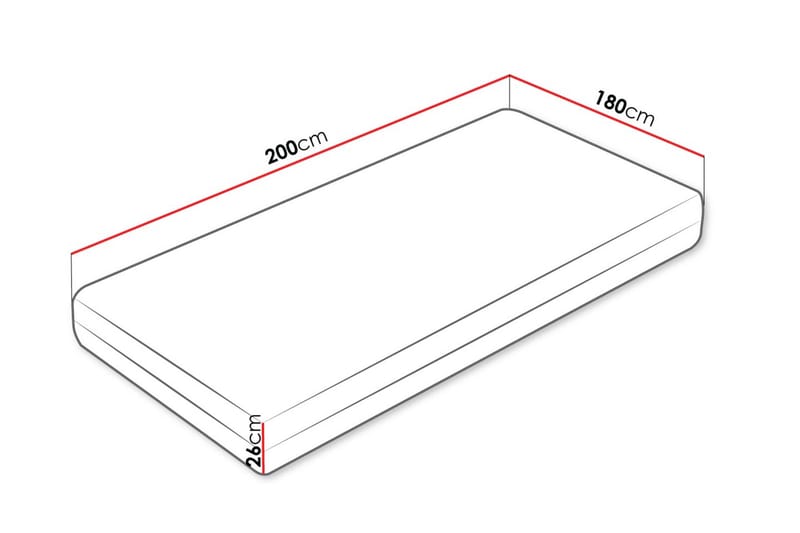 Hoefler Skummadrass 180x200 cm - Hvit - Møbler - Senger - Madrasser - Skummadrass