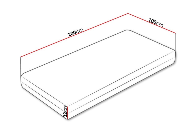 Skummadrass Arigna 100x200 cm - Hvit - Møbler - Senger - Madrasser - Skummadrass