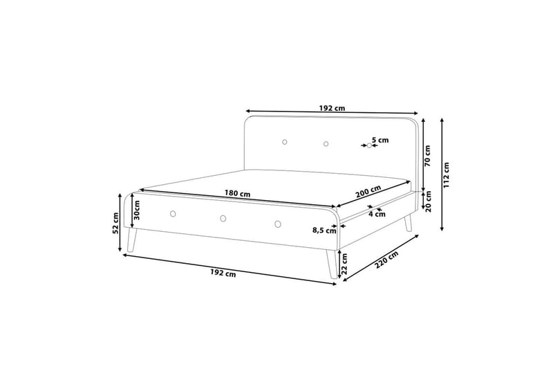 Dobbeltseng Rennes 180 | 200 cm - Grå - Møbler - Senger - Rammeseng