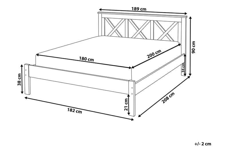 Dobbeltseng Tannay 180 | 200 cm - Hvit - Møbler - Senger - Rammeseng