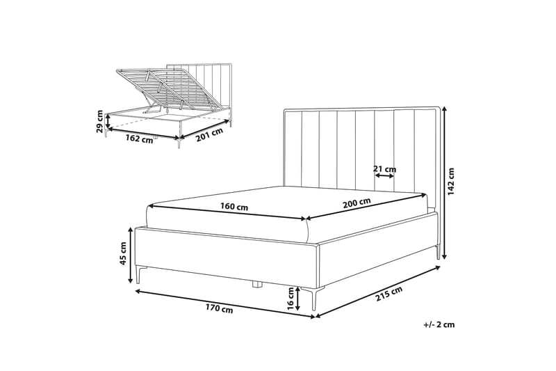 Rammeseng Barbonne 160x200 cm med Oppbevaring - Fløyel/Grå - Møbler - Senger - Rammeseng