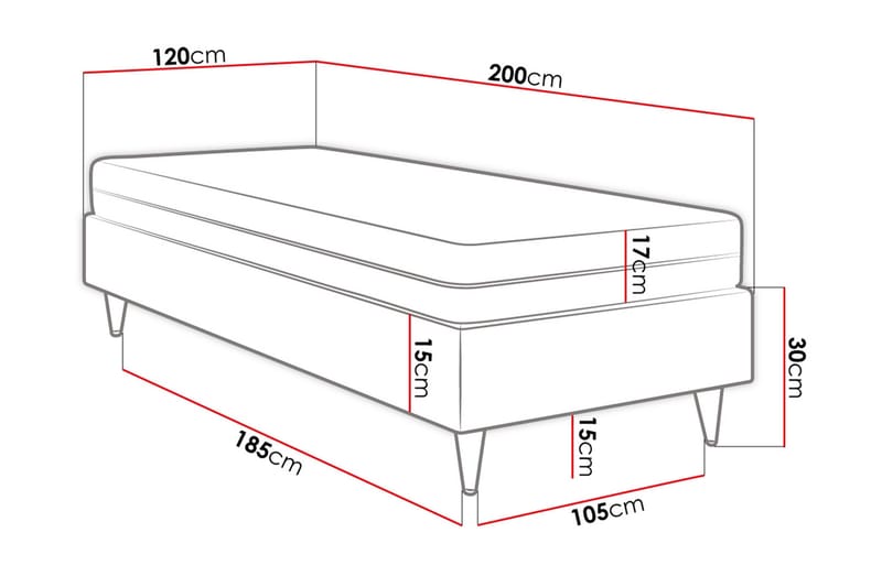 Rammeseng Forenza 120x200 cm - Fløyel/Beige/Tre/Metall - Møbler - Senger - Rammeseng