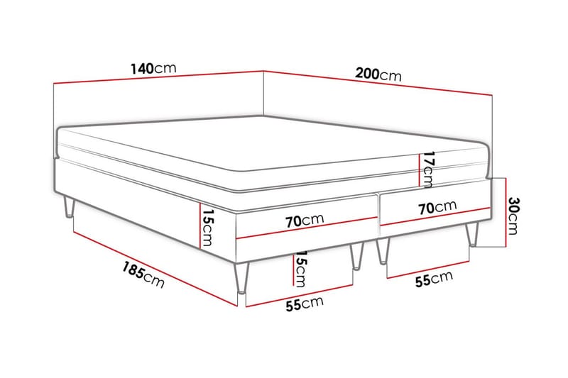 Rammeseng Forenza 140x200 cm - Fløyel/Blå/Tre/Metall - Møbler - Senger - Rammeseng