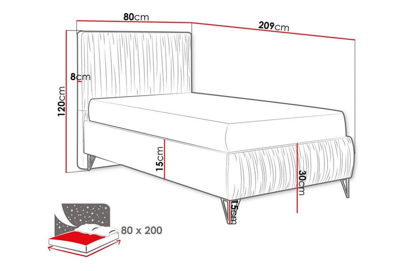 Rammeseng Gortin 80x200 cm - Beige - Møbler - Senger - Rammeseng