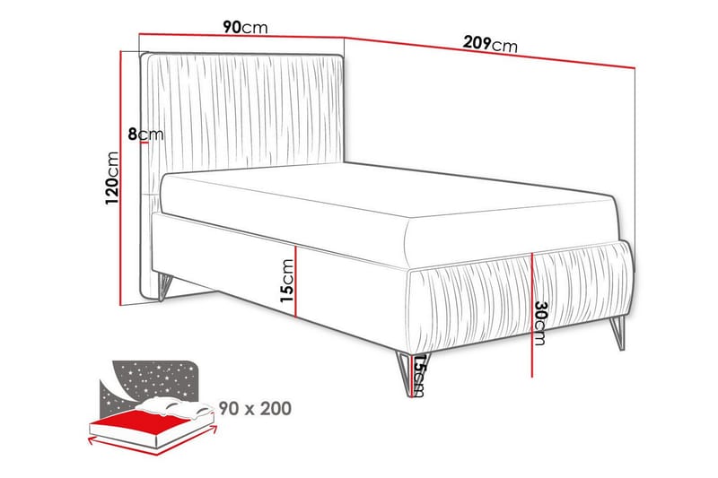 Rammeseng Gortin 90x200 cm - Mørkegrønn - Møbler - Senger - Rammeseng