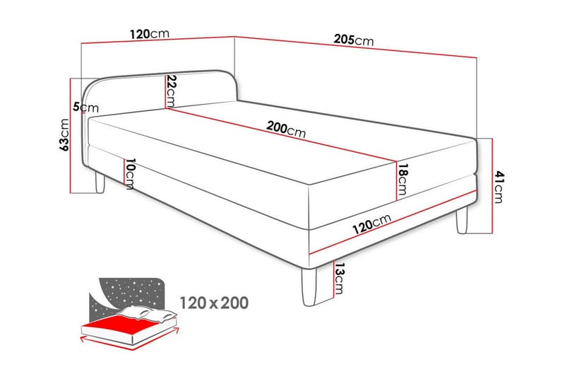 Rammeseng Midfeld 120x200 cm - Beige - Møbler - Senger - Rammeseng