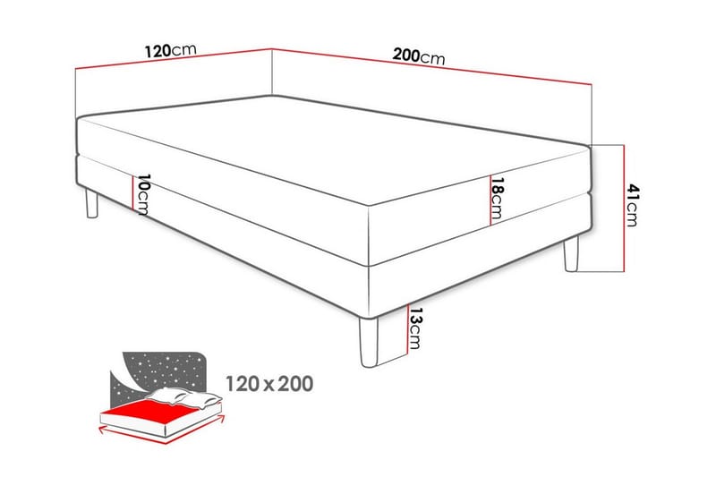 Rammeseng Midfeld 120x200 cm - Hvit - Møbler - Senger - Rammeseng