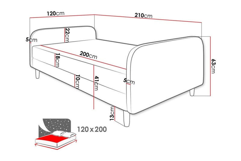 Rammeseng Midfeld 120x200 cm - Lysegrønn - Møbler - Senger - Rammeseng