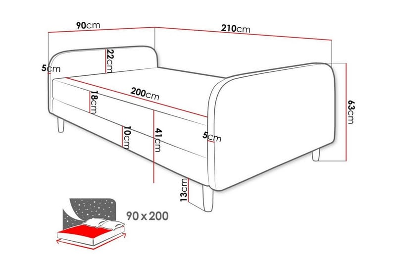 Rammeseng Midfeld 90x200 cm - Lysegrå - Møbler - Senger - Rammeseng