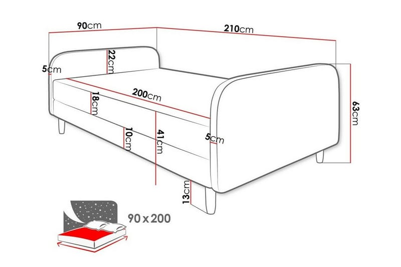 Rammeseng Midfeld 90x200 cm - Svart - Møbler - Senger - Rammeseng