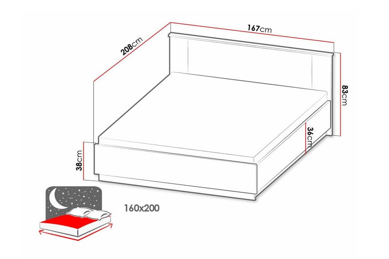 Rammeseng Strathy 160x200 cm - Svart - Møbler - Senger - Rammeseng