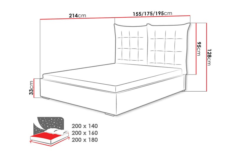 Rammeseng Szymon 214x155x128 cm - Møbler - Senger - Rammeseng