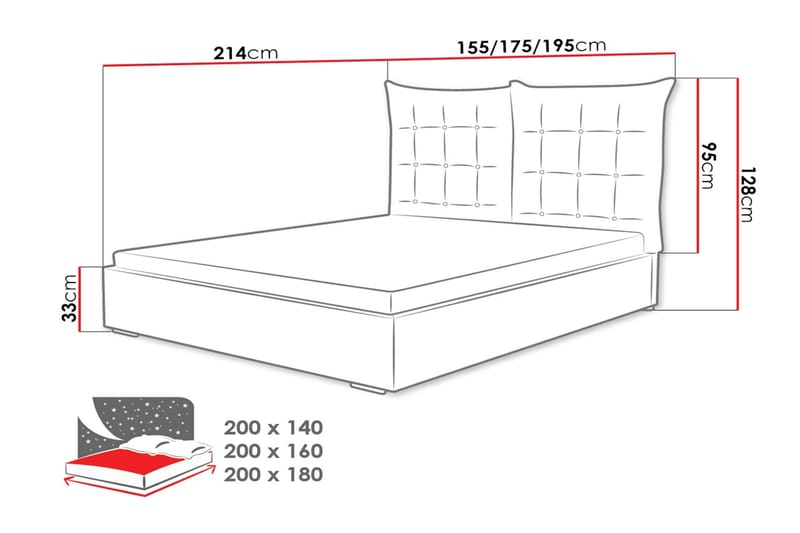 Rammeseng Szymon 214x155x128 cm - Møbler - Senger - Rammeseng