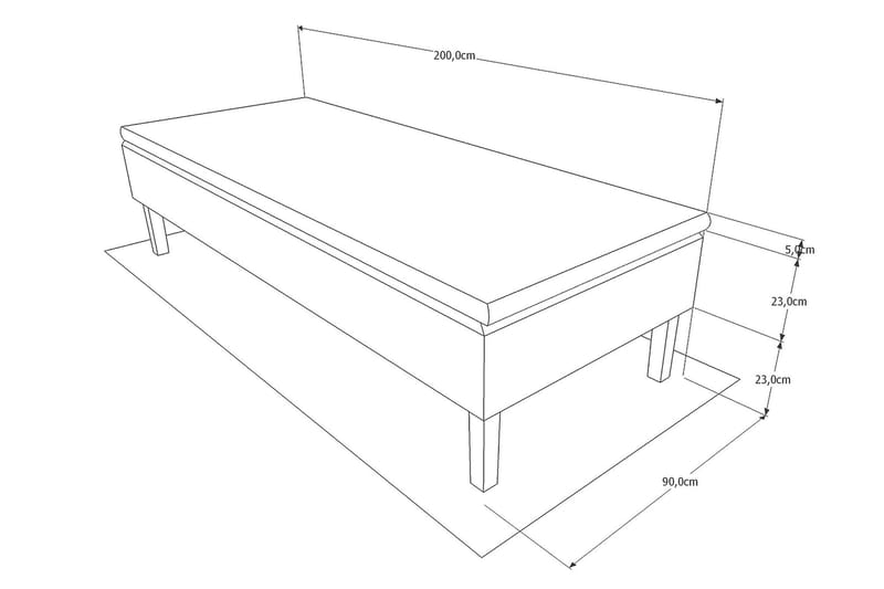 Viken Bas Rammeseng 90X200Cm - Grå|Ben Valnøtt - Møbler - Senger - Rammeseng