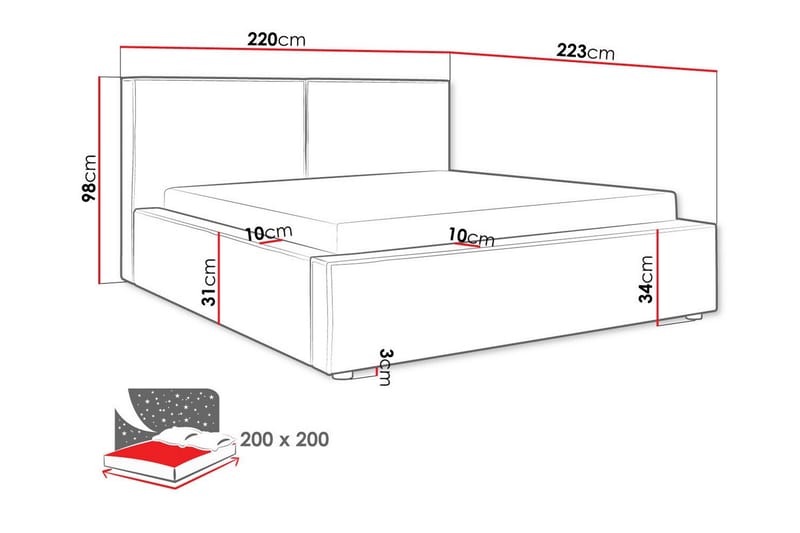 Sängram Knocklong 200x200 cm - Beige - Sengeramme & sengestamme