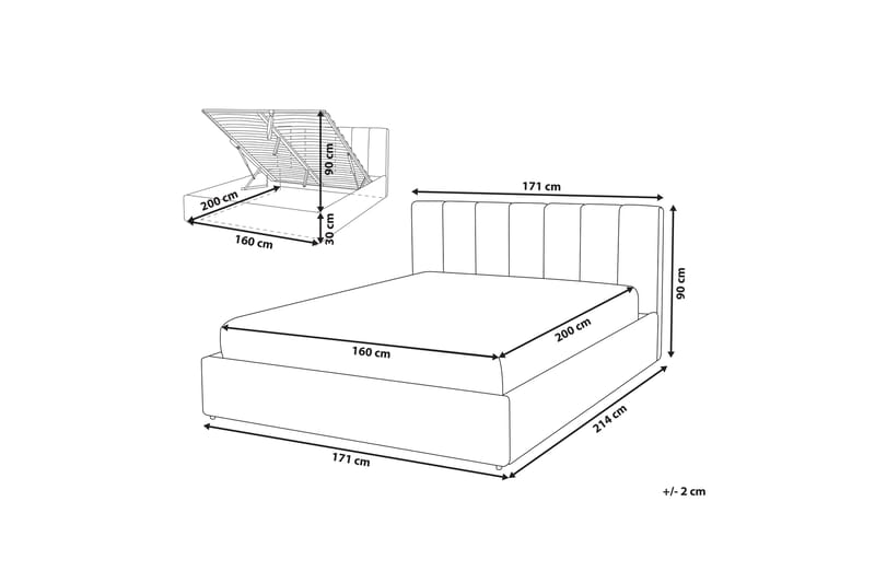 Oppbevaringsseng Abondant 160x200 cm - Kunstlær/Grå - Møbler - Senger - Senger med oppbevaring - Dobbeltseng med oppbevaring