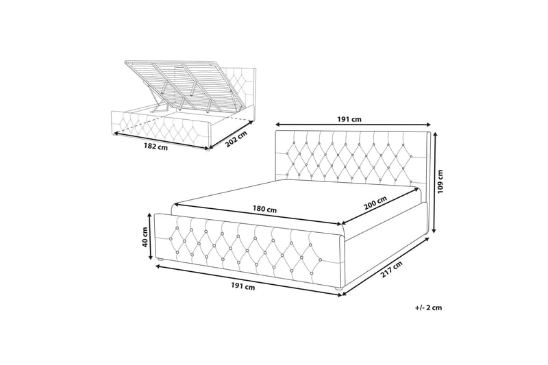 Oppbevaringsseng Bovelles 180x200 cm - Møbler - Senger - Senger med oppbevaring - Dobbeltseng med oppbevaring