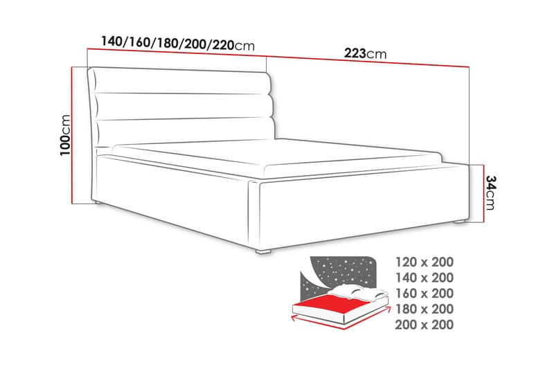 Sengeramme Breyawna 200x200 cm - Møbler - Senger - Senger med oppbevaring - Dobbeltseng med oppbevaring