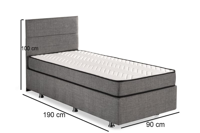 Oppbevaringsseng Saojao 90x190 cm - Grå - Møbler - Senger - Senger med oppbevaring