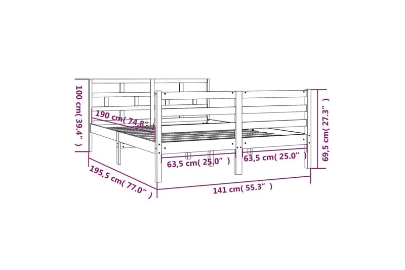 Sengeramme heltre 135x190 cm 4FT6 Double - Brun - Møbler - Senger - Sengeramme & sengestamme