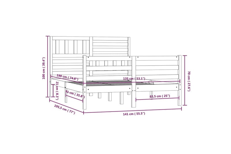 Sengeramme heltre 135x190 cm 4FT6 Double - Brun - Møbler - Senger - Sengeramme & sengestamme