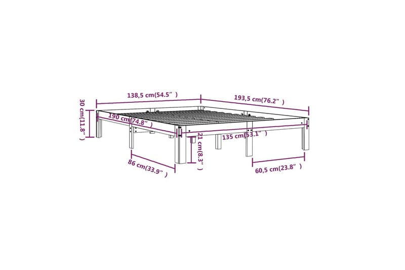 Sengeramme heltre 135x190 cm 4FT6 Double - Brun - Møbler - Senger - Sengeramme & sengestamme