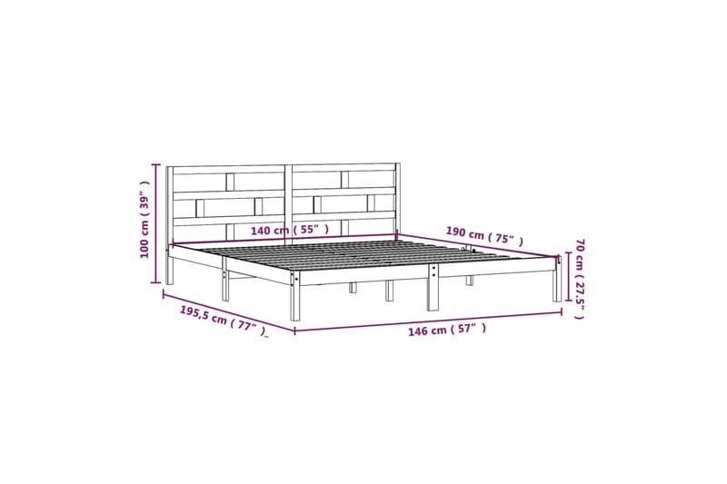 Sengeramme heltre furu 140x190 cm - Brun - Møbler - Senger - Sengeramme & sengestamme