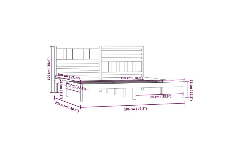 Sengeramme heltre furu 180x200 cm 6FT Super King - Brun - Møbler - Senger - Sengeramme & sengestamme