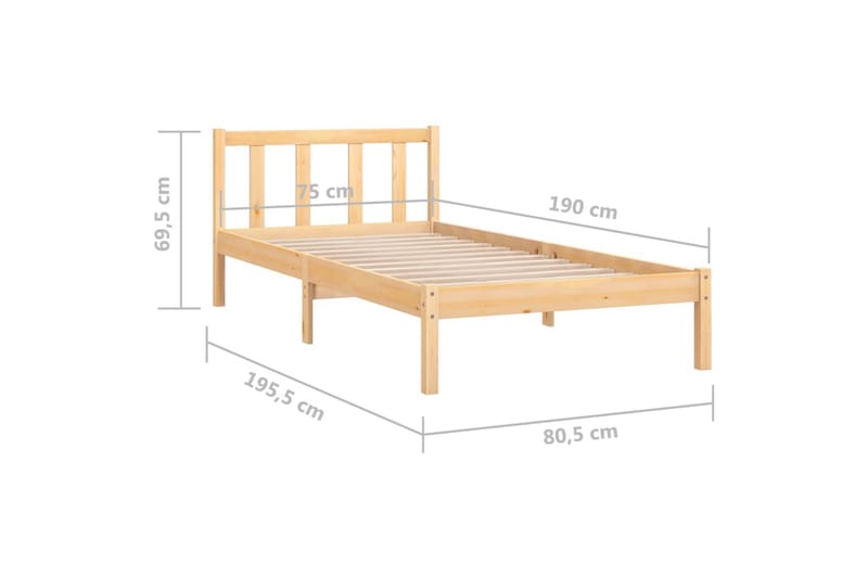 Sengeramme heltre furu 75x190 cm UK Small Single - Brun - Møbler - Senger - Sengeramme & sengestamme