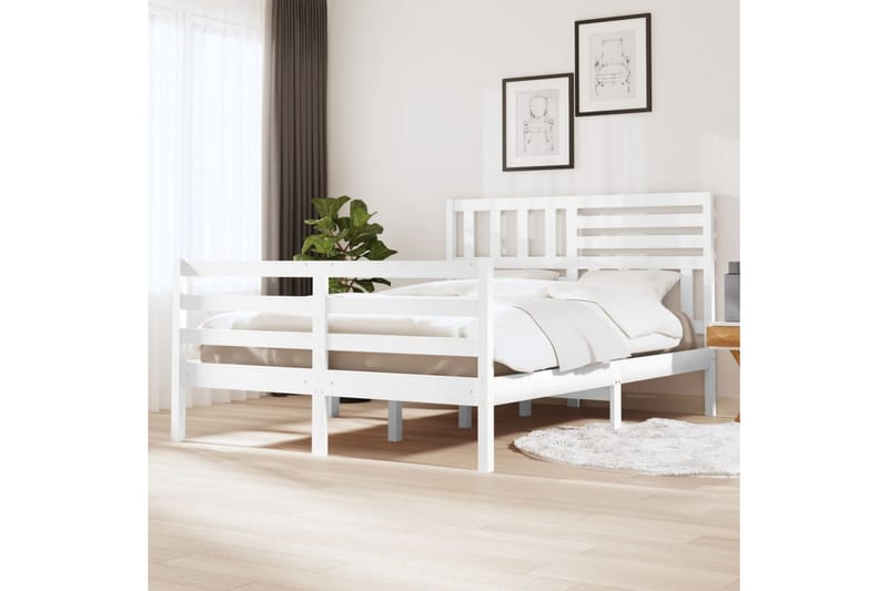 Sengeramme hvit heltre 120x190 cm 4FT Small Double - Hvit - Møbler - Senger - Sengeramme & sengestamme