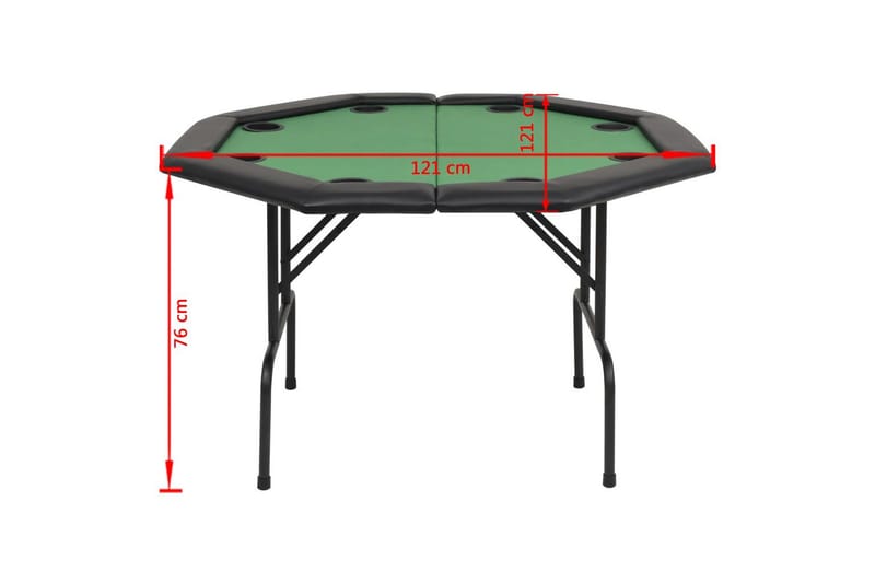 8-spiller pokerbord sammenleggbar 2 delt åttekantet grønn - Møbler - Senger - Sengeramme & sengestamme