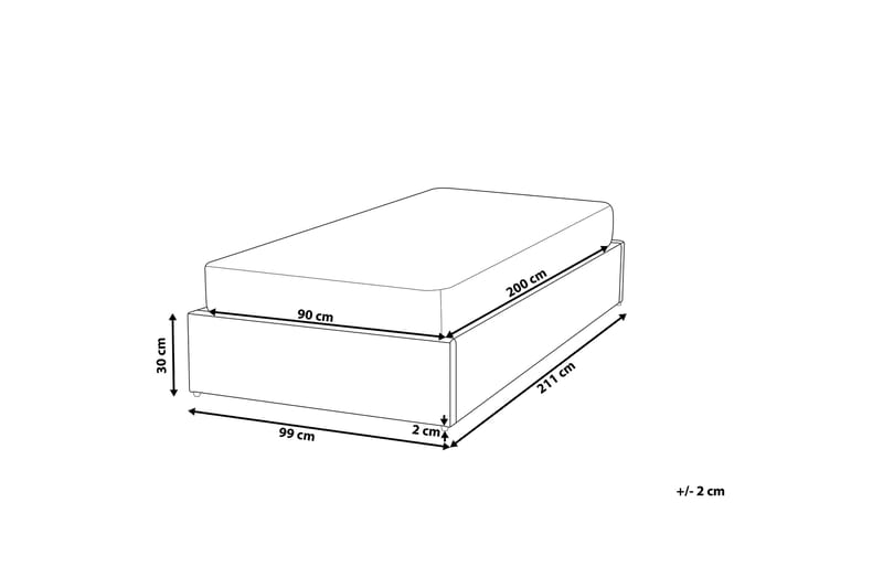 Dobbeltseng Dinan 90 | 200 cm - Grå - Møbler - Senger - Sengeramme & sengestamme