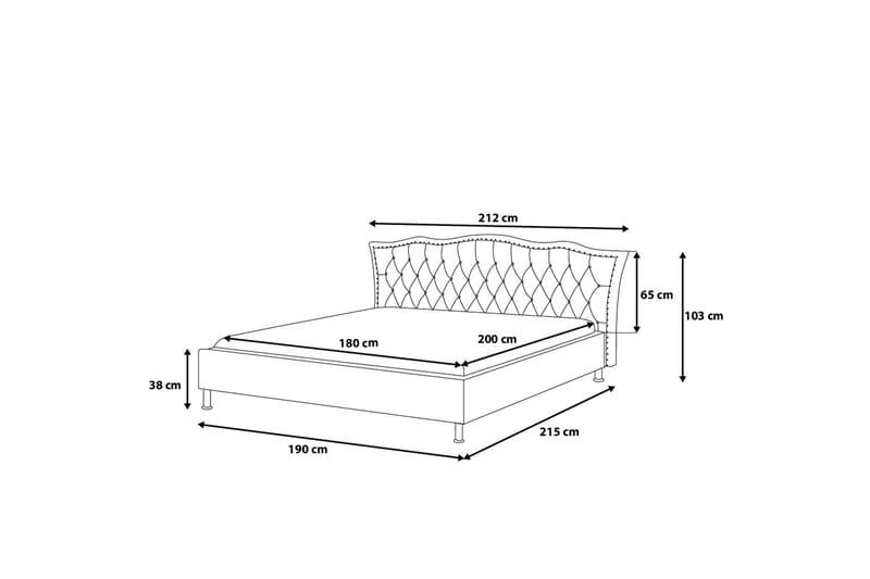 Dobbeltseng Metz 180 | 200 cm - Grå - Møbler - Senger - Sengeramme & sengestamme