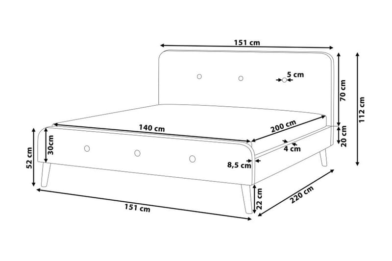 Dobbeltseng Rennes 140 | 200 cm - Beige - Møbler - Senger - Sengeramme & sengestamme