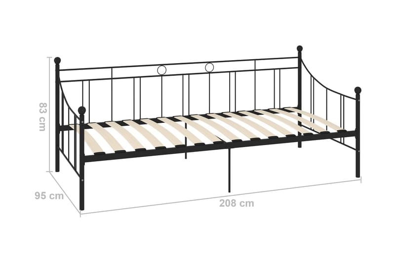 Ramme til dagseng svart metall 90x200 cm - Møbler - Senger - Sengeramme & sengestamme