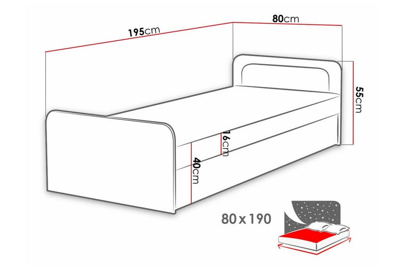 Sängram Abbeyfield 80x190 cm - Hvid - Møbler - Senger - Sengeramme & sengestamme