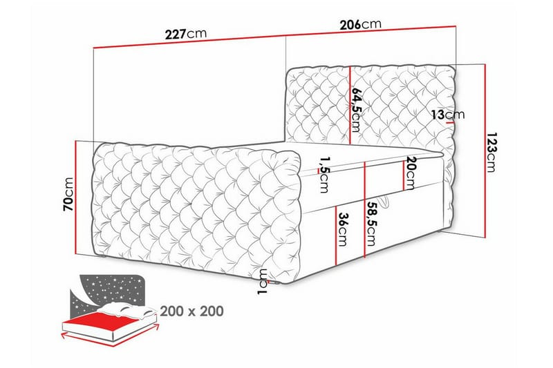 Sängram Almancil 200x200 cm - Grøn - Møbler - Senger - Sengeramme & sengestamme