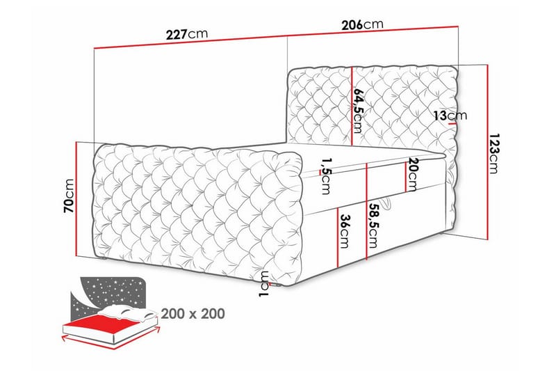 Sängram Almancil 200x200 cm - Svart - Møbler - Senger - Sengeramme & sengestamme