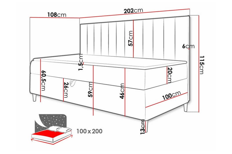 Sängram Boisdale 100x200 cm - Beige/Hvit - Møbler - Senger - Sengeramme & sengestamme