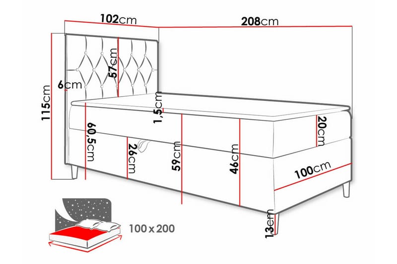 Sängram Boisdale 100x200 cm - Beige/Hvit - Møbler - Senger - Sengeramme & sengestamme