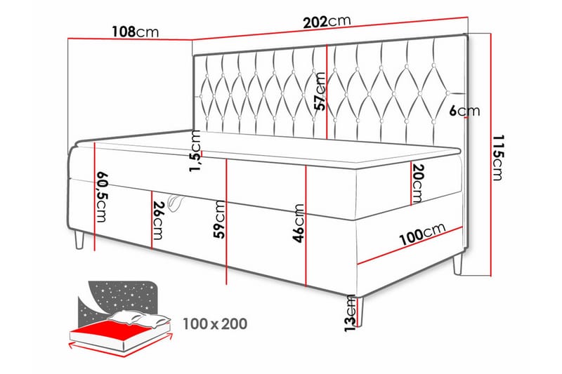 Sängram Boisdale 100x200 cm - Beige/Hvit - Møbler - Senger - Sengeramme & sengestamme