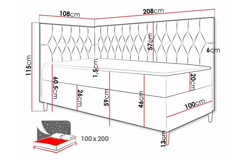 Sängram Boisdale 100x200 cm - Beige/Hvit - Møbler - Senger - Sengeramme & sengestamme