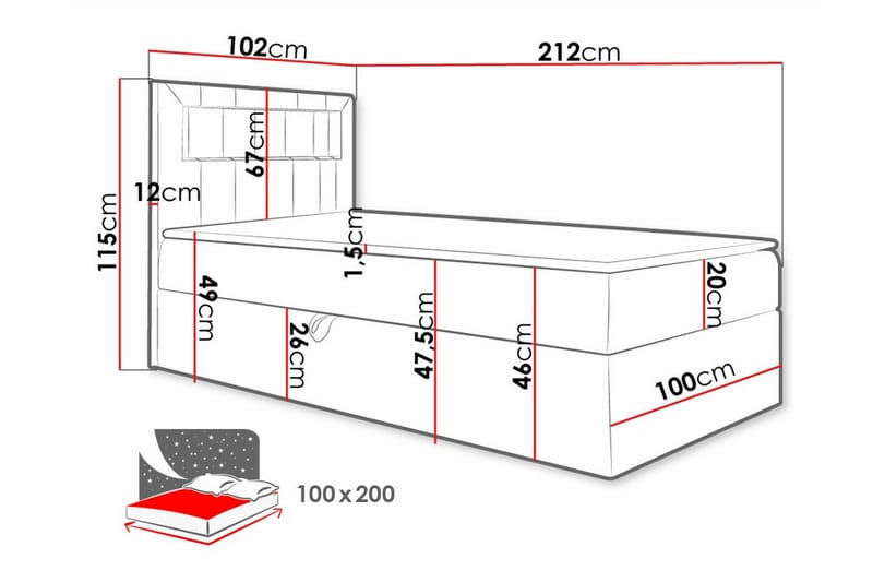 Sängram Boisdale 100x200 cm - Beige/Hvit - Møbler - Senger - Sengeramme & sengestamme