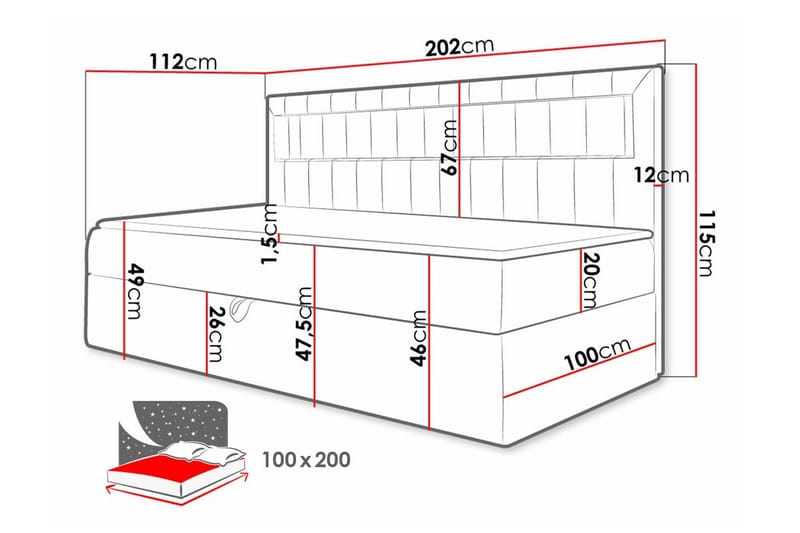 Sängram Boisdale 100x200 cm - Beige/Hvit - Møbler - Senger - Sengeramme & sengestamme