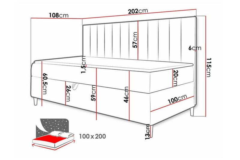 Sängram Boisdale 100x200 cm - Blå/Hvit - Møbler - Senger - Sengeramme & sengestamme