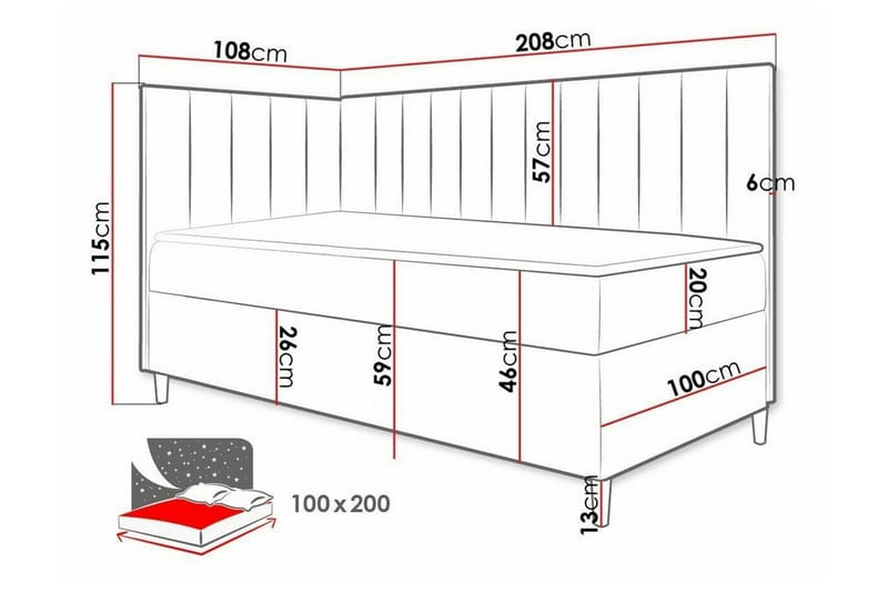 Sängram Boisdale 100x200 cm - Blå/Hvit - Møbler - Senger - Sengeramme & sengestamme