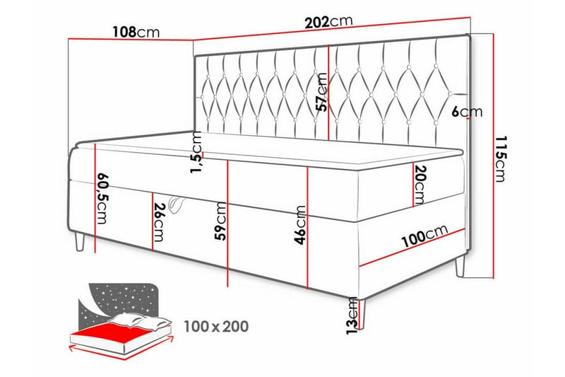 Sängram Boisdale 100x200 cm - Blå/Hvit - Møbler - Senger - Sengeramme & sengestamme